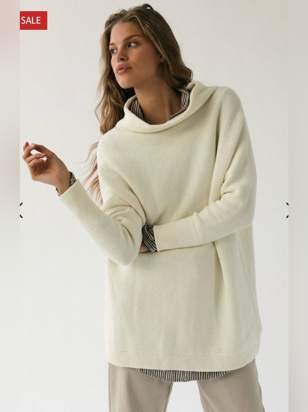 Free People Ottoman Slouchy Tunic Sweater Off White Women’s Size Medium